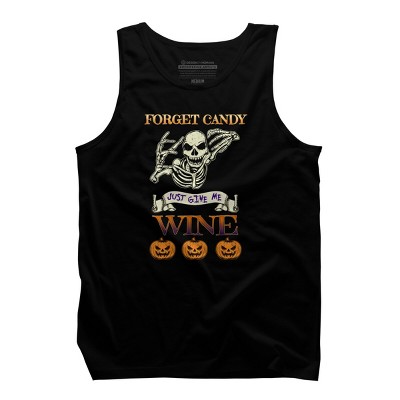 Men's Design By Humans Halloween Costume Forget Candy Just Give Me Wine Gift By TeeShirtMadness Tank Top