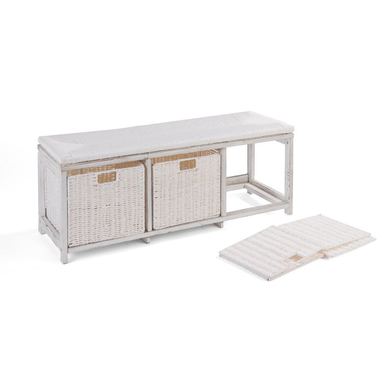 Badger Basket Kid&#39;s Storage Bench with Woven Top and Baskets White, 5 of 12