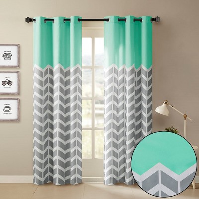 MAYEERTY Chevron Printed Room Darkening Grommet Top Panel Pair