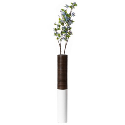 Uniquewise Elegant Decorative Tall Trumpet Shape Floor Vase in Brown Sleek Tall Floor Vase for Living Room, Entryway, or Dining Room