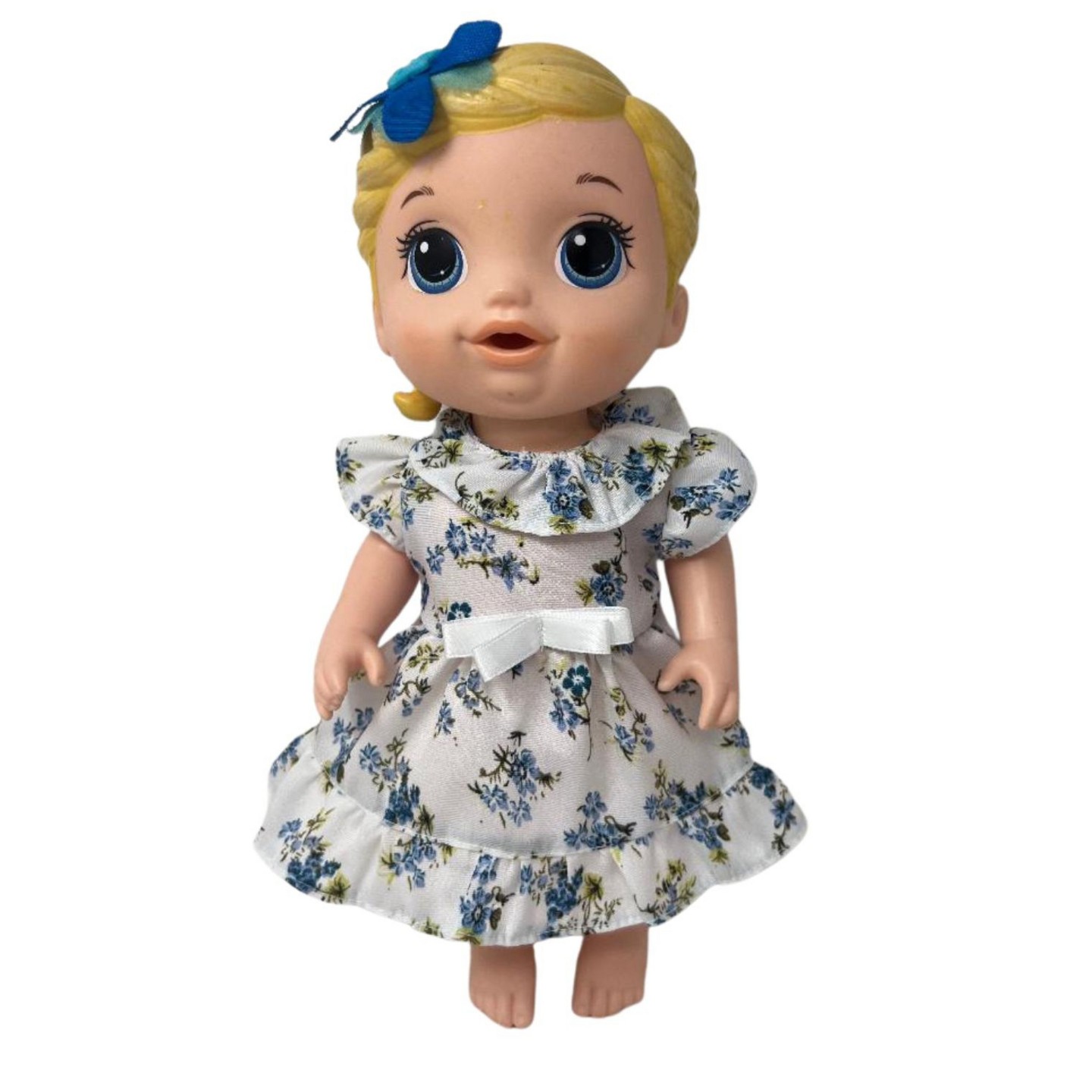Детские аксессуары для кукол Doll Clothes Superstore Light Blue Floral Ruffle Dress for 12 Inch Baby Dolls, цвет: Светлый синий — фото 2