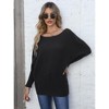 Coolmee Women's Fall Sweaters 2025 Casual Long Batwing Sleeve Loose Off Shoulder Knit Pullovers Tops - 3 of 4