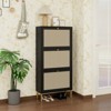 ALEXOUN Rattan 3 Door Shoe Rack - Freestanding Shoe Storage Cabinet,Easy to Assemble & Spacious Organizer for Entryway, Living Room,Porch - 2 of 4