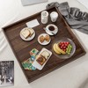 KINWELL Square Black Walnut Wood Serving Tray Ottoman Tray with Handles - 2 of 4