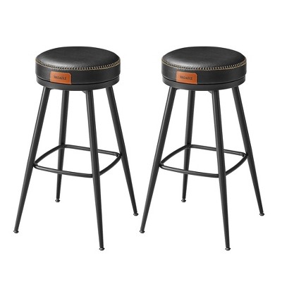 VASAGLE EKHO Bar Stools Set of 2, Bar Height Bar Stools, Synthetic Leather with Stitching, Mid-Century Modern, 30-Inch Tall, Kitchen Home Bar