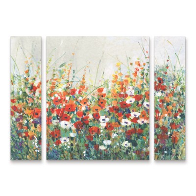 Trademark Fine Art Tim OToole  Garden in Bloom II 3 Piece Panel Set Art