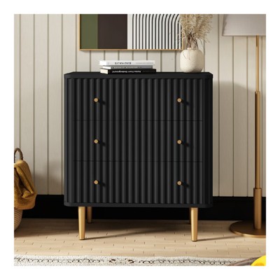 FONTOI Storage Dresser with 3 Drawers, Dresser Organizer with Protective Pads for Living Room, Closet, Hallway, Black, 31.5"*36"*15.7"