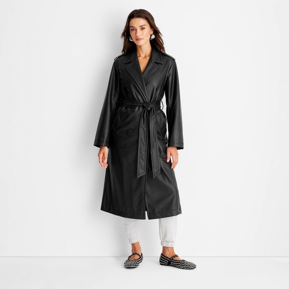 vegan leather trench coat