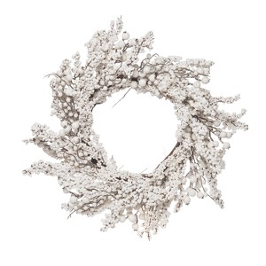 Transpac Foam 24 in. White Christmas Winter Berry Wreath - 1 of 4