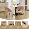 Velvet Dining Chair with Curved Open Back and Gold Metal Legs,Modern Upholstered Accent Chair for Kitchen or Dining Room-Baofuwish - 3 of 4