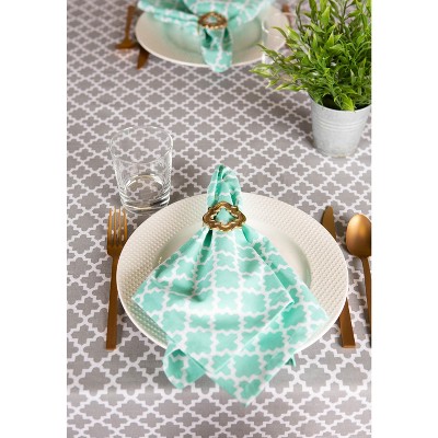 Gray Lattice Cotton Tablecloth with Pleated Corners, 60x84