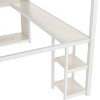 ORRD Queen Size Loft Bed Frame with Built-in Wardrobe, Metal Loft Bed with Desk and Storage Shelves, White Wood-grain - 3 of 4