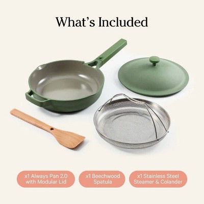 Sage Green 10.5" Aluminum Ceramic Nonstick Pan with Lid