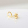 Jewelry Avalanche 20G 14K Yellow Gold CZ Accented Flower Nose Screw Nose Ring Stud - 3 of 4