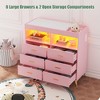 Storage cabinet with drawers, changing table dresser, power socket, with light and metal legs, suitable for living room, bedroom and baby room - 3 of 4