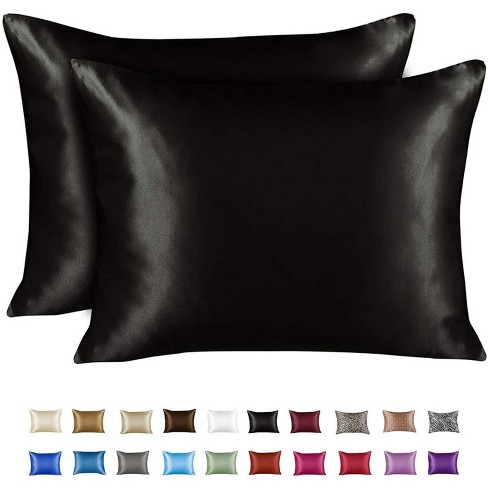 Shopbedding Satin Pillowcase For Hair And Skin - King Silk Satin Pillowcase  With Zipper, Black (pillowcase Set Of 2) : Target