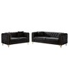 5-Seat Chenille Chesterfield Sofa Set with Tufted Buttons, Copper Nail Armrests, Metal Legs, Modern Living Room Couch - 4 of 4