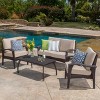GDFStudio Hilary Outdoor Wicker 4 Seater Chat Set with Water Resistant Cushions - 2 of 4