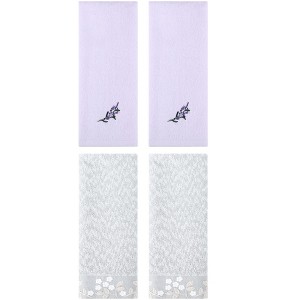 REGALWOVEN 4 Pcs 100% Cotton Floral Embroidered Soft Absorbent Decorative Hand Towel - 1 of 4