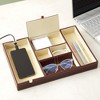 Juvale Leather Valet Catchall Tray for Men with 6 Compartments - Bedside Nightstand Organizer for Phones (Brown) - 3 of 4