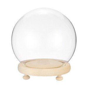Unique Bargains High Borosilicate Glass Dustproof Tabletop Bell Jar with Wooden Base 1 Pcs - 1 of 4