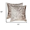 HomeRoots Set of Two 18" Brown and White Cowhide Throw Pillows - 3 of 4