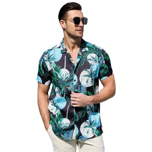 Clearlove Men's Hawaiian Shirt Short Sleeves Printed Button Down Summer Beach Dress Shirts - 1 of 4