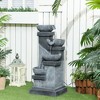 Outsunny 33.5" Outdoor Water Fountain, 4-Tier Floor Standing Resin Cascading Bowls Waterfall Fountain with LED Lights, Pump - 3 of 4