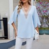 Coolmee Women Blouses Dressy Casual 3/4 Sleeve Tops Business Work Chiffon Office V Neck Shirts Loose - 2 of 4