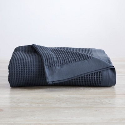 Ocean Blue Twin Cotton Waffle Weave Blanket