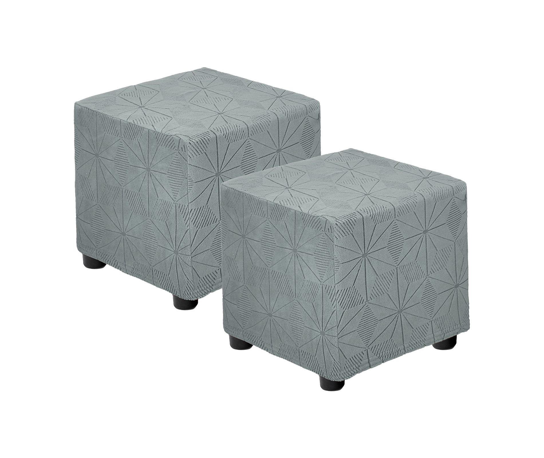 Unique Bargains Jacquard Scratch-Resistant Elastic Square Footrest Slipcovers 2 Pcs Light Gray