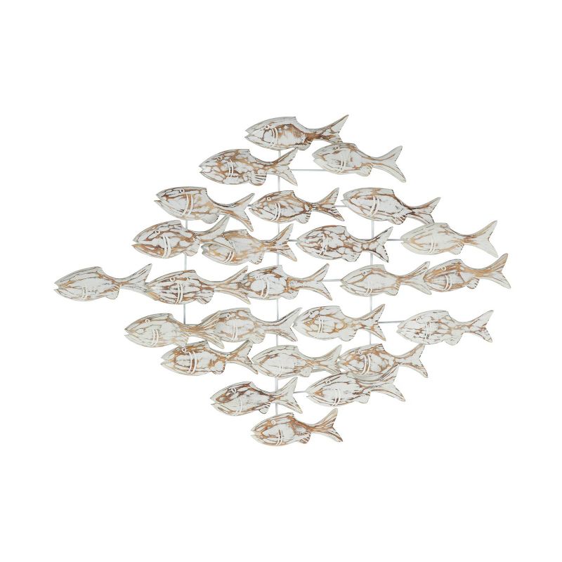 37&#34; x 26&#34; Coastal Wood Fish Wall Decor White - Olivia &#38; May, 1 of 12