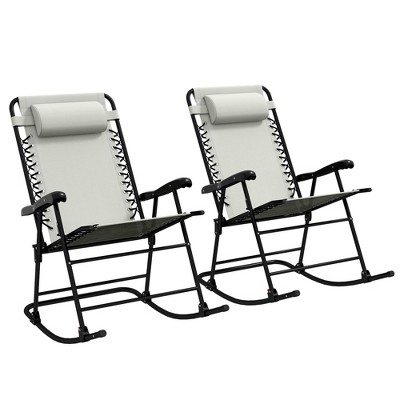PAGED Outdoor Rocking Chair Set Foldable Beach Chairs with Steel Frame for Porch, Beach, Picnics, Balcony