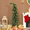 HOMCOM 5 ft Prelit Whimsical Christmas Tree, Bent Top Xmas Tree with 100 LEDs and 8 Modes, Slim High Mountain Fir Holiday Decor, Green - 2 of 4