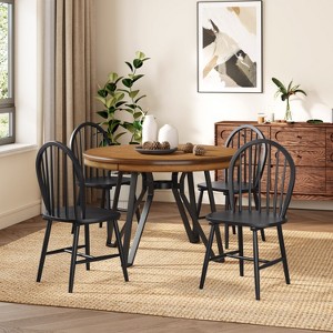 5 Piece Dining Table Set for 4, Round Dining Set Kitchen Table Set with 4 Chairs - ModernLuxe - 1 of 4