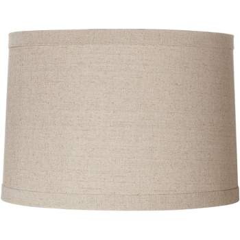 Springcrest Natural Linen Medium Drum Lamp Shade 15" Top x 16" Bottom x 11" High (Spider) Replacement with Harp and Finial