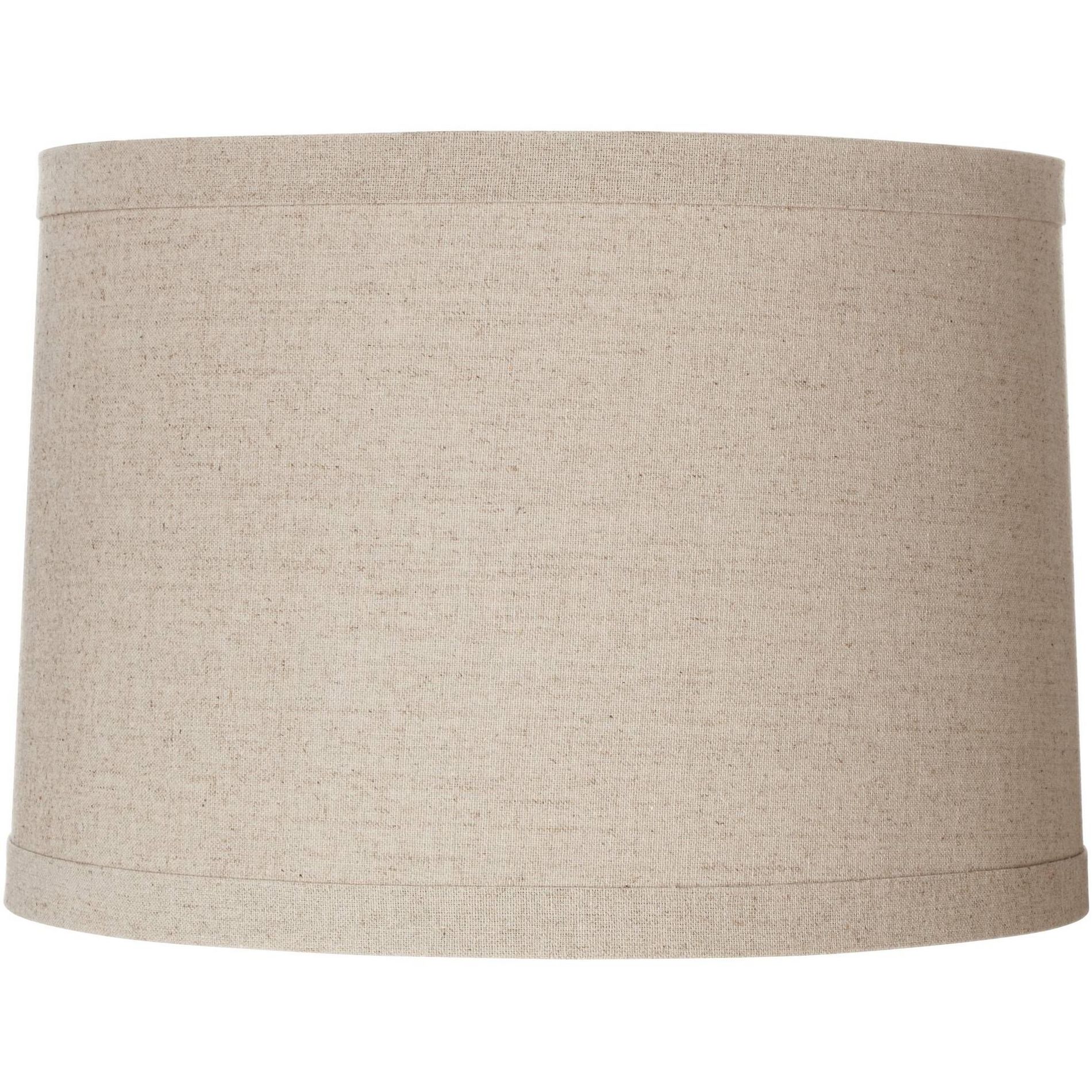 Springcrest Natural Linen Medium Drum Lamp Shade 15" Top x 16" Bottom x 11" High (Spider) Replacement with Harp and Finial