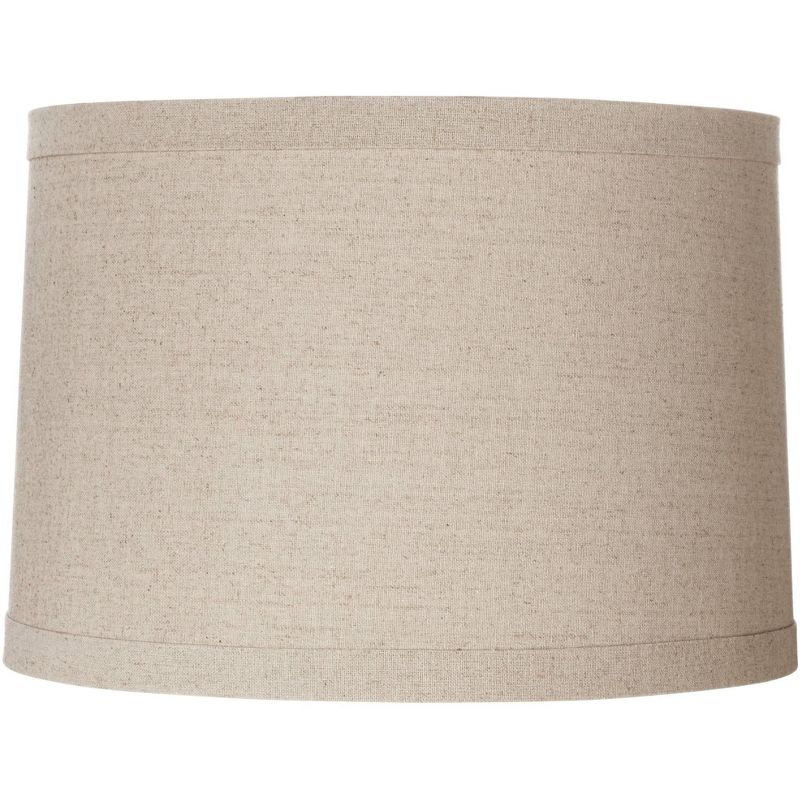 Springcrest Natural Linen Medium Drum Lamp Shade 15" Top x 16" Bottom x 11" High (Spider) Replacement with Harp and Finial, 1 of 11