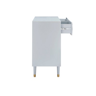 Geo Textured Glam Gray Dresser with Gold Accents and Deep Drawers