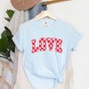 Simply Sage Market Women's Distressed Love Checkered Short Sleeve Garment Dyed Tee - 3 of 4