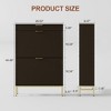 Fluted Shoe Storage Cabinet, Narrow Shoe Organizer with 2 Flip Drawers - 2 of 4