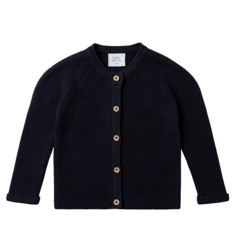 Stellou Friends 100 Cotton Newborn And Baby Cardigan Sweater 6 9 Months Navy Blue Target