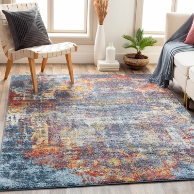 Teal Sky Modern Easy-Care Rectangular Area Rug 7'10" x 10'3"
