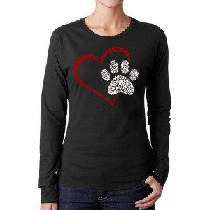 LA Pop Art Paw Heart - Women's Word Art Long Sleeve T-Shirt - 1 of 4