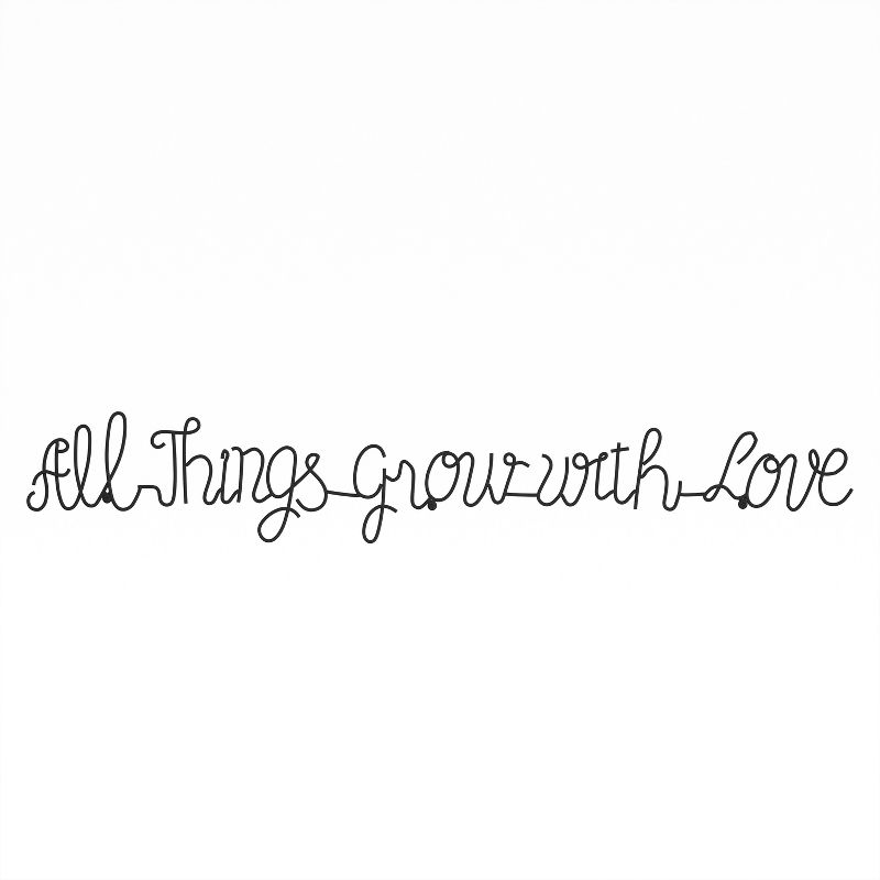 &#39;All Things Grow with Love&#39; Metal Cutout Sign Black - Lavish Home, 3 of 5