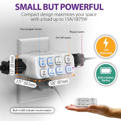 White Dual Outlet Indoor Countdown Timer with LED Indicators