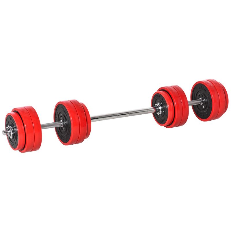 Soozier 66 lbs 2 in 1 Dumbbell & Barbell Adjustable Weight Set Strength for Arms, Shoulders and Back, 4 of 9