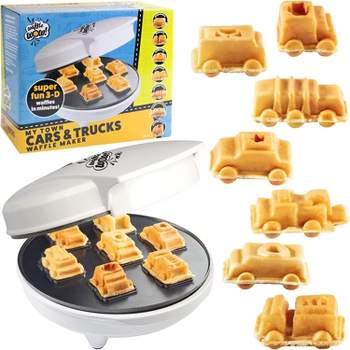 Cars & Trucks Mini Waffle Maker - Make 7 Fun Different Vehicles Shaped Waffles- Electric Nonstick Iron- Fun Idea for Breakfast