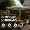 Four Seasons Courtyard 9 Foot Round Sling Fabric Highland Market Umbrella with Push Button Tilt System for Angle Adjustment, Gray - 3 of 4