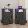 Heynemo LED Nightstand with Charging Station, Bedside Table with Storage Cabinet and Shelf, Rustic End Table for Bedroom, Living Room - 2 of 4